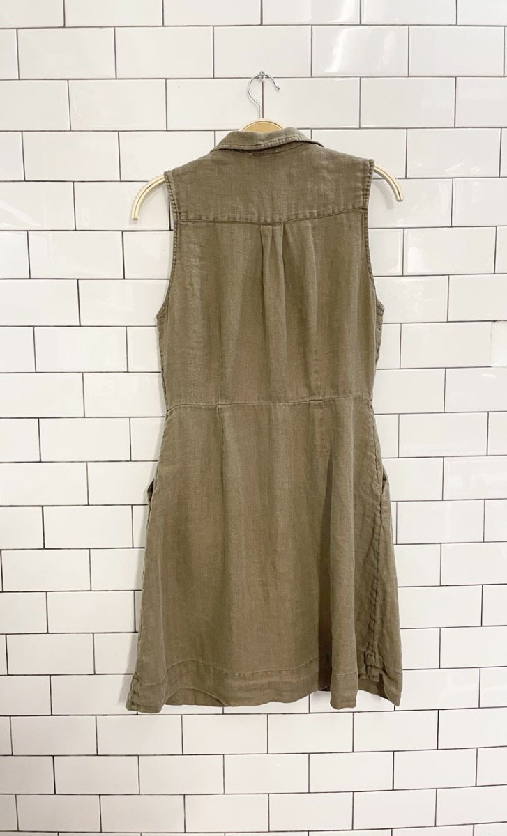 nicole miller 100% linen sleeveless shirt dress - good market thrift store