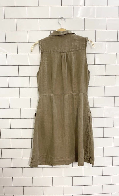 nicole miller 100% linen sleeveless shirt dress - good market thrift store