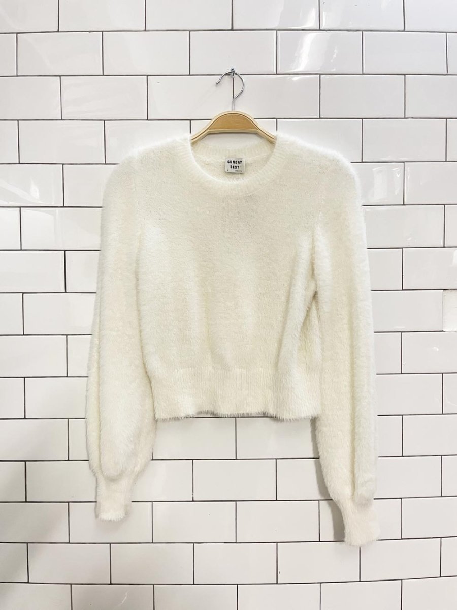 sunday best fuzzy kitten crop sweater - good market thrift store