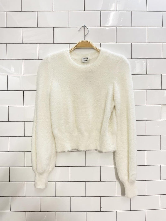 sunday best fuzzy kitten crop sweater - good market thrift store