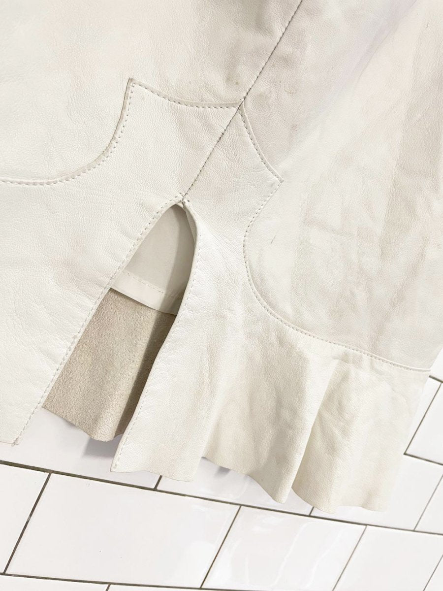 vintage 00s danier butter leather tulip hem knee - length skirt | italian leather - good market thrift store