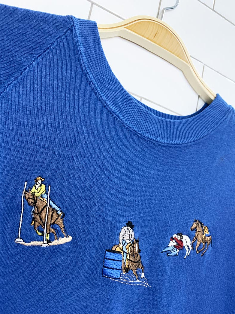 vintage 90s jerzees rodeo embroidery sweatshirt | made in usa