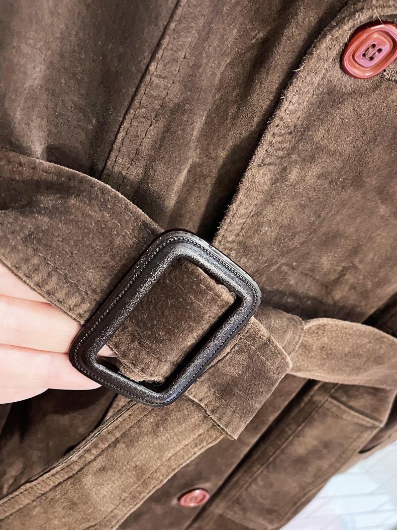 vintage 70s cosa nova double breasted suede trench coat | leather - good market thrift store