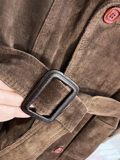 vintage 70s cosa nova double breasted suede trench coat | leather - good market thrift store