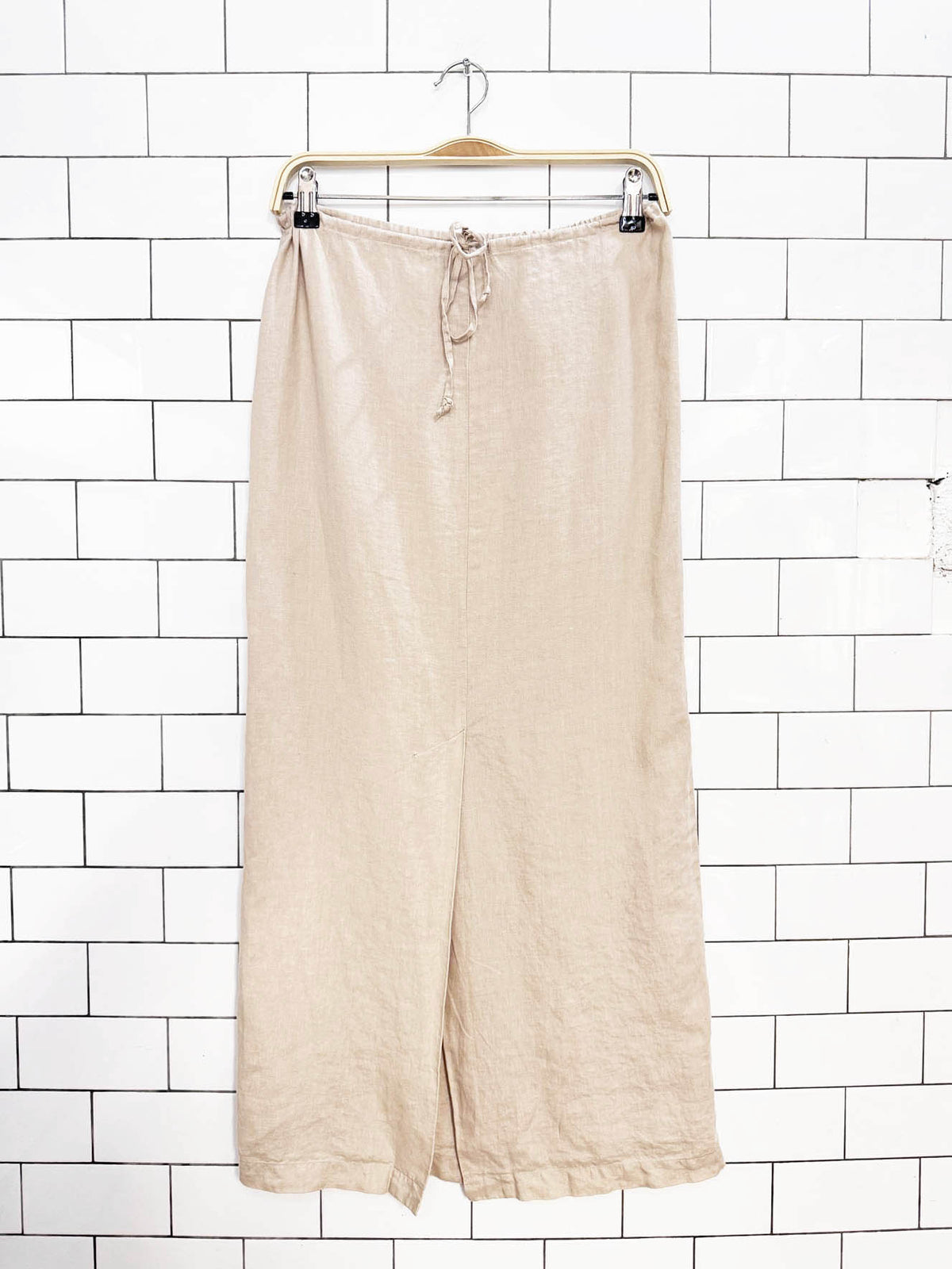 armani exchange 100% linen tie waist midi skirt