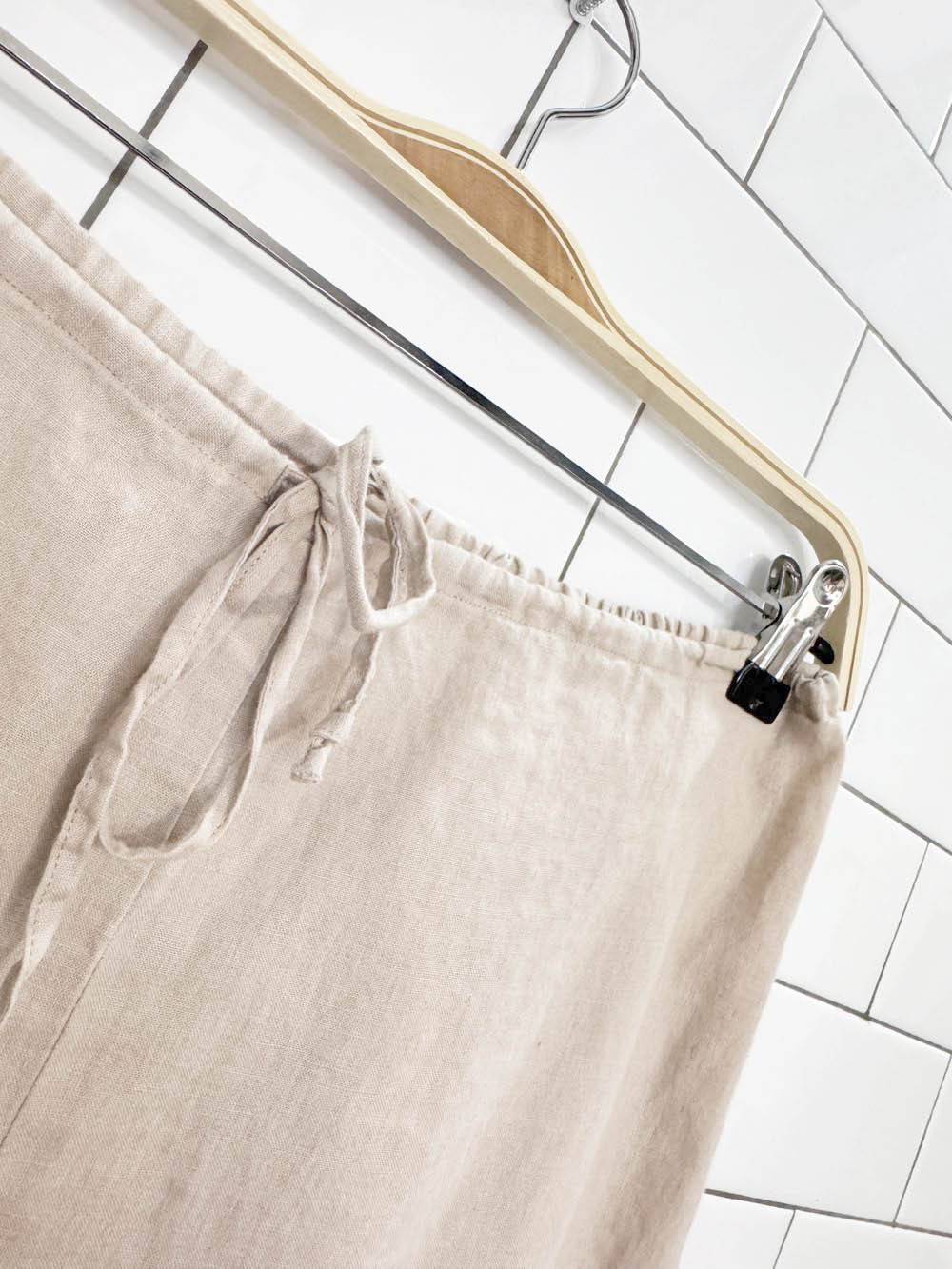 armani exchange 100% linen tie waist midi skirt