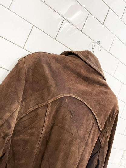vintage 70s cosa nova double breasted suede trench coat | leather - good market thrift store