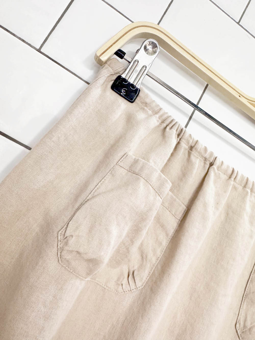 armani exchange 100% linen tie waist midi skirt