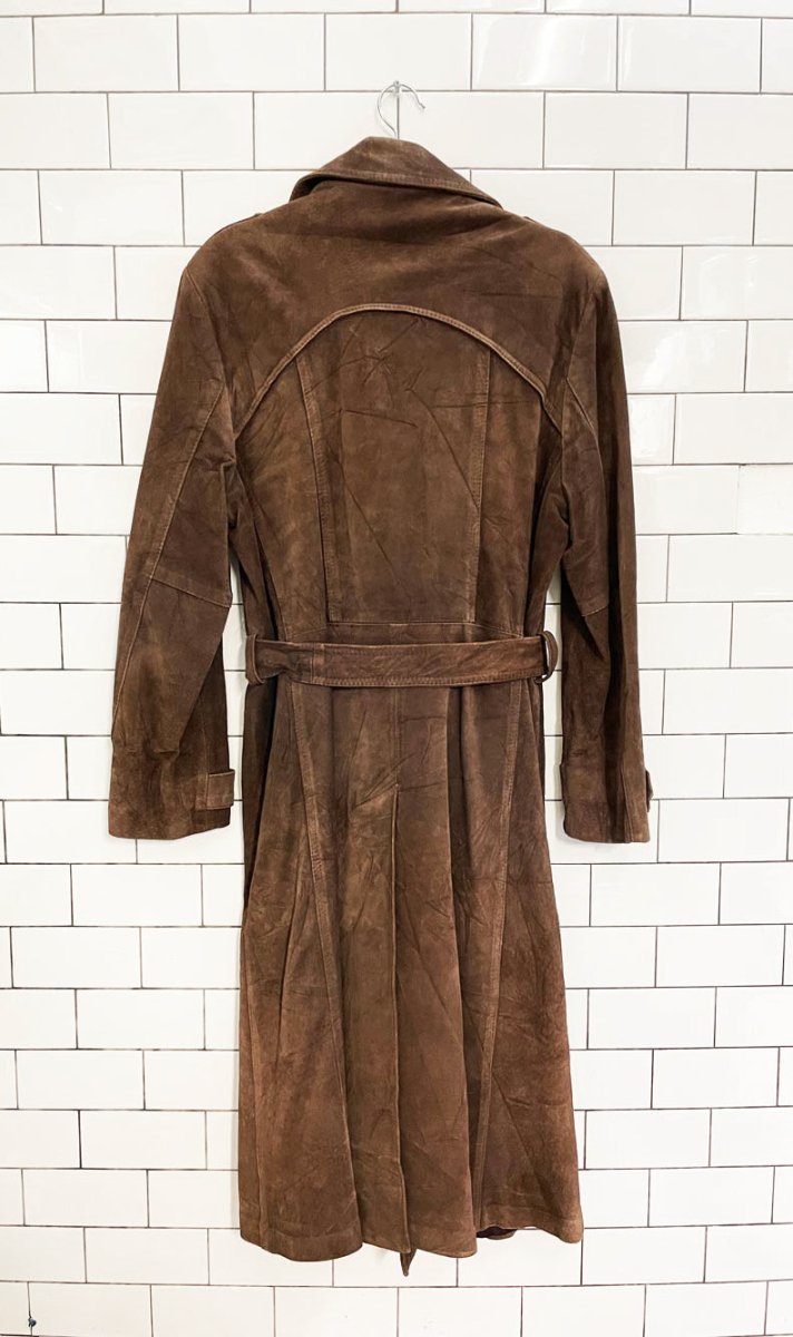 vintage 70s cosa nova double breasted suede trench coat | leather - good market thrift store