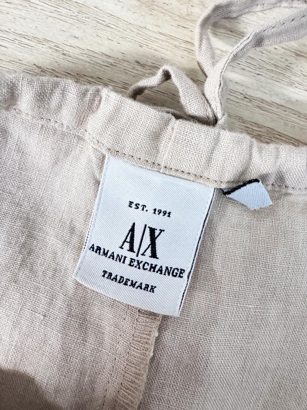 armani exchange 100% linen tie waist midi skirt