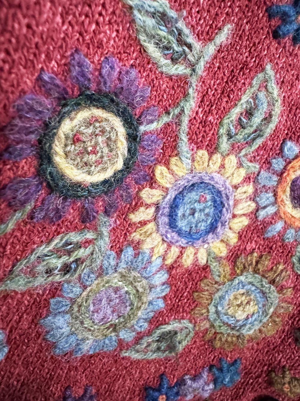 vintage david brooks silk-linen 3D flower knit cardigan