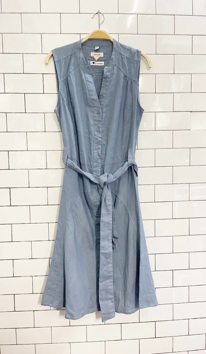malvin linen - ramie belted shirt dress - good market thrift store