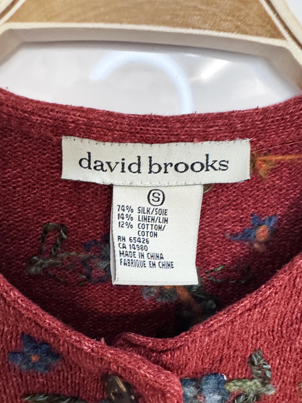 vintage david brooks silk-linen 3D flower knit cardigan