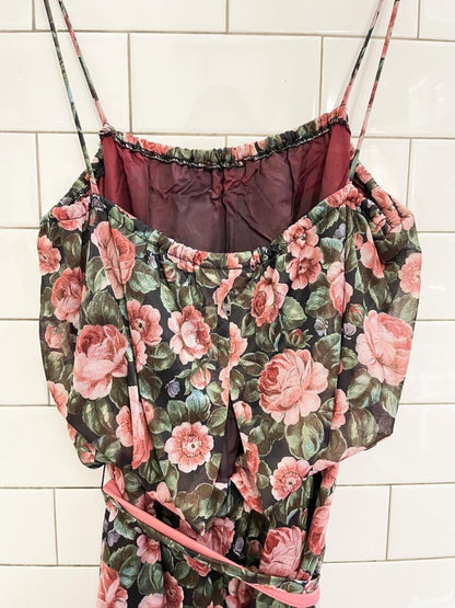 vintage rose chiffon midi dress + top set - good market thrift store