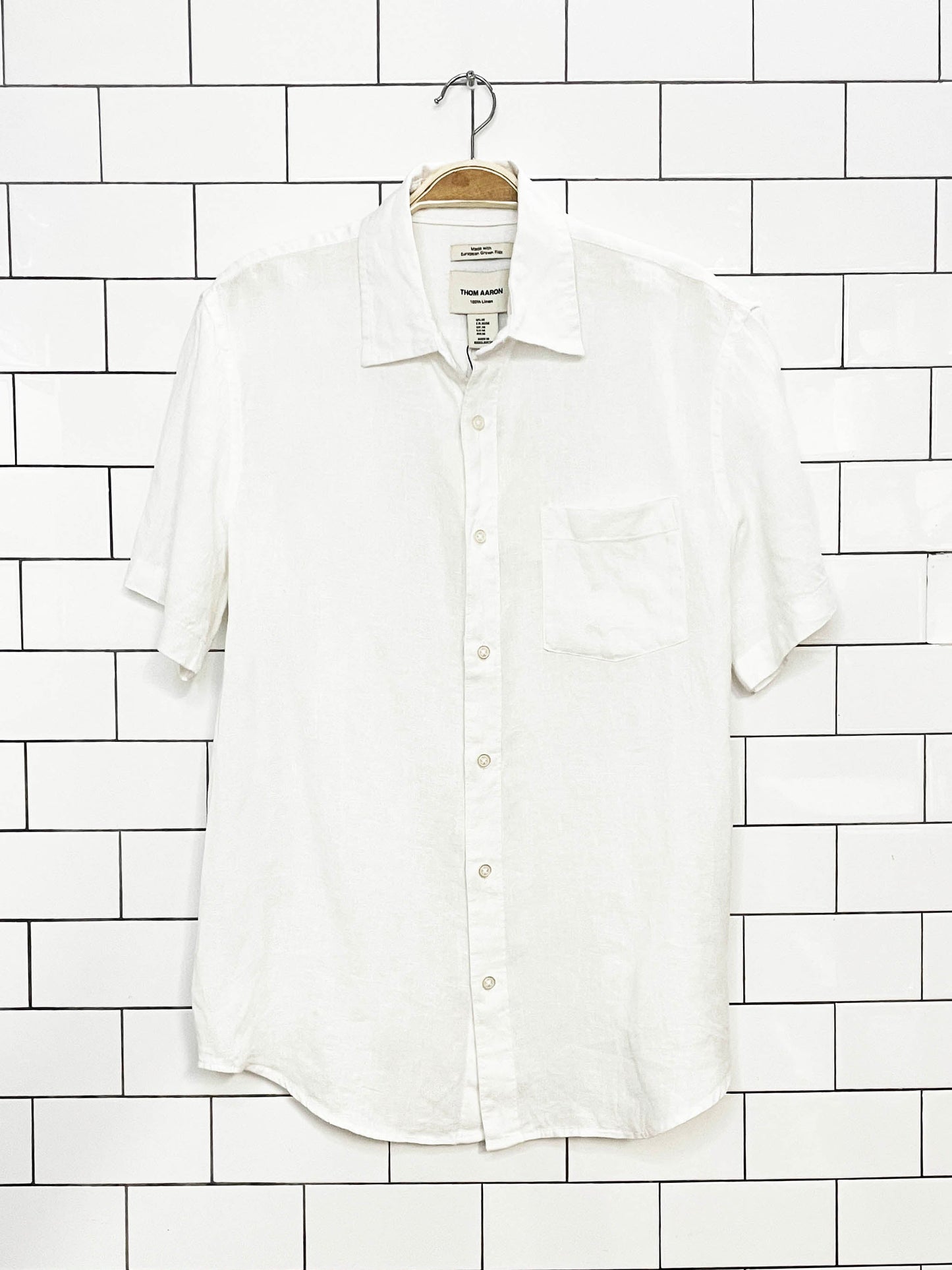 nwt thom aaron 100% linen full button shirt | european grown flax