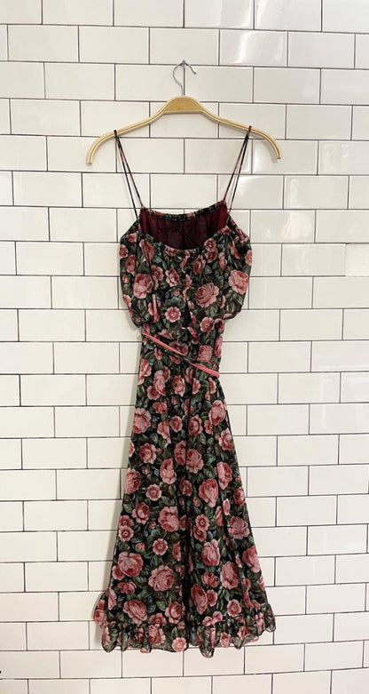 vintage rose chiffon midi dress + top set - good market thrift store
