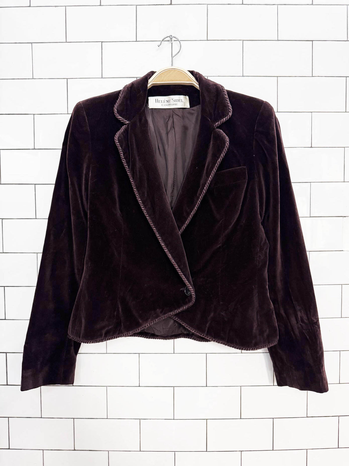 vintage 90s heléne sidel couture rope trim velvet riding jacket | blazer