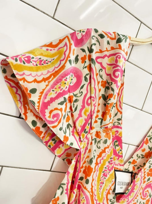 gold & silver paris floral paisley maxi dress - good market thrift store