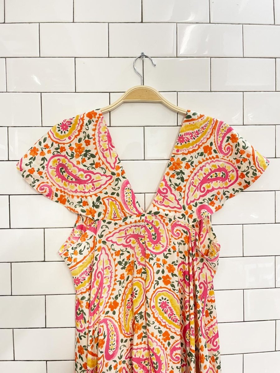 gold & silver paris floral paisley maxi dress - good market thrift store