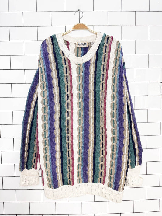 vintage 90s cotton traders ramie-blend 3D chunky wave knit sweater