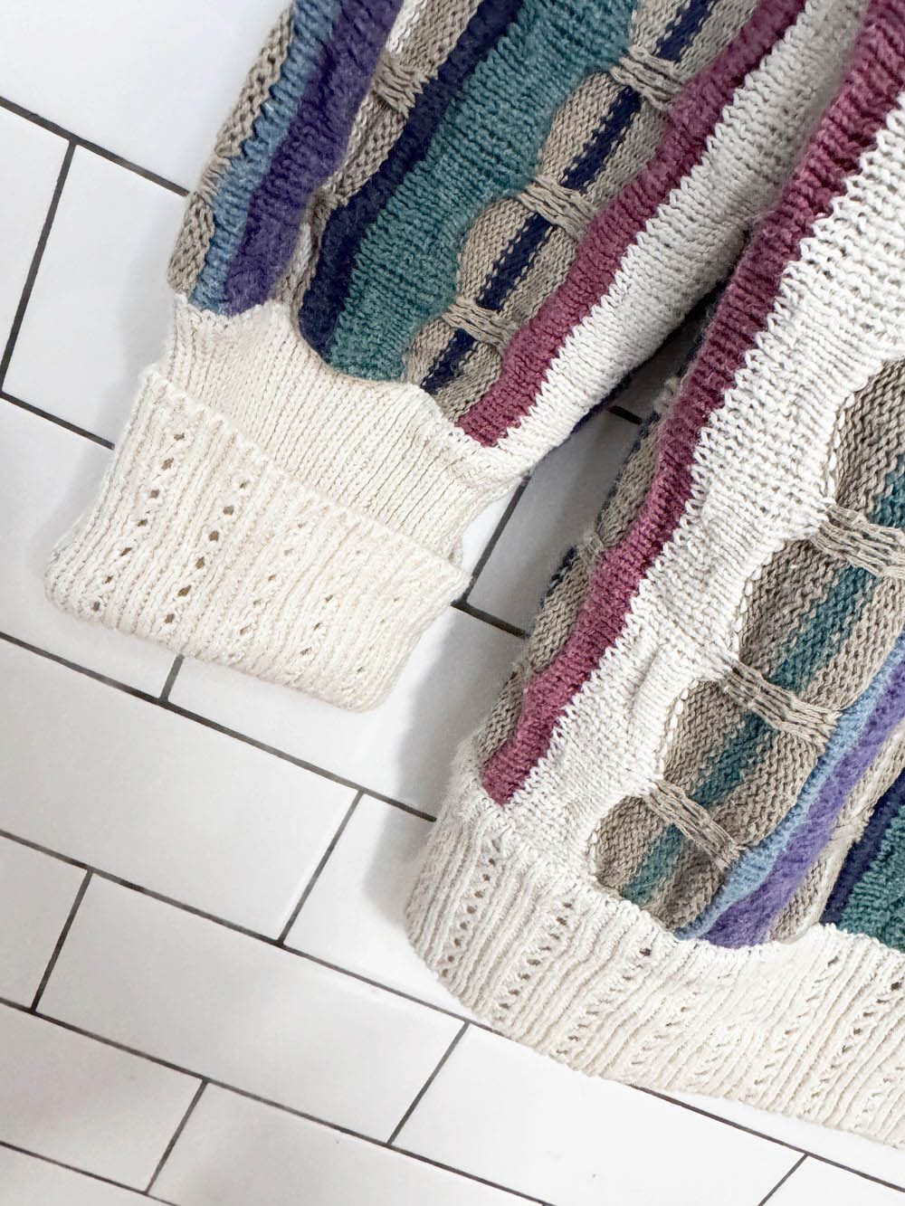 vintage 90s cotton traders ramie-blend 3D chunky wave knit sweater