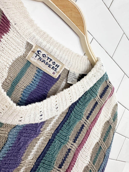 vintage 90s cotton traders ramie-blend 3D chunky wave knit sweater