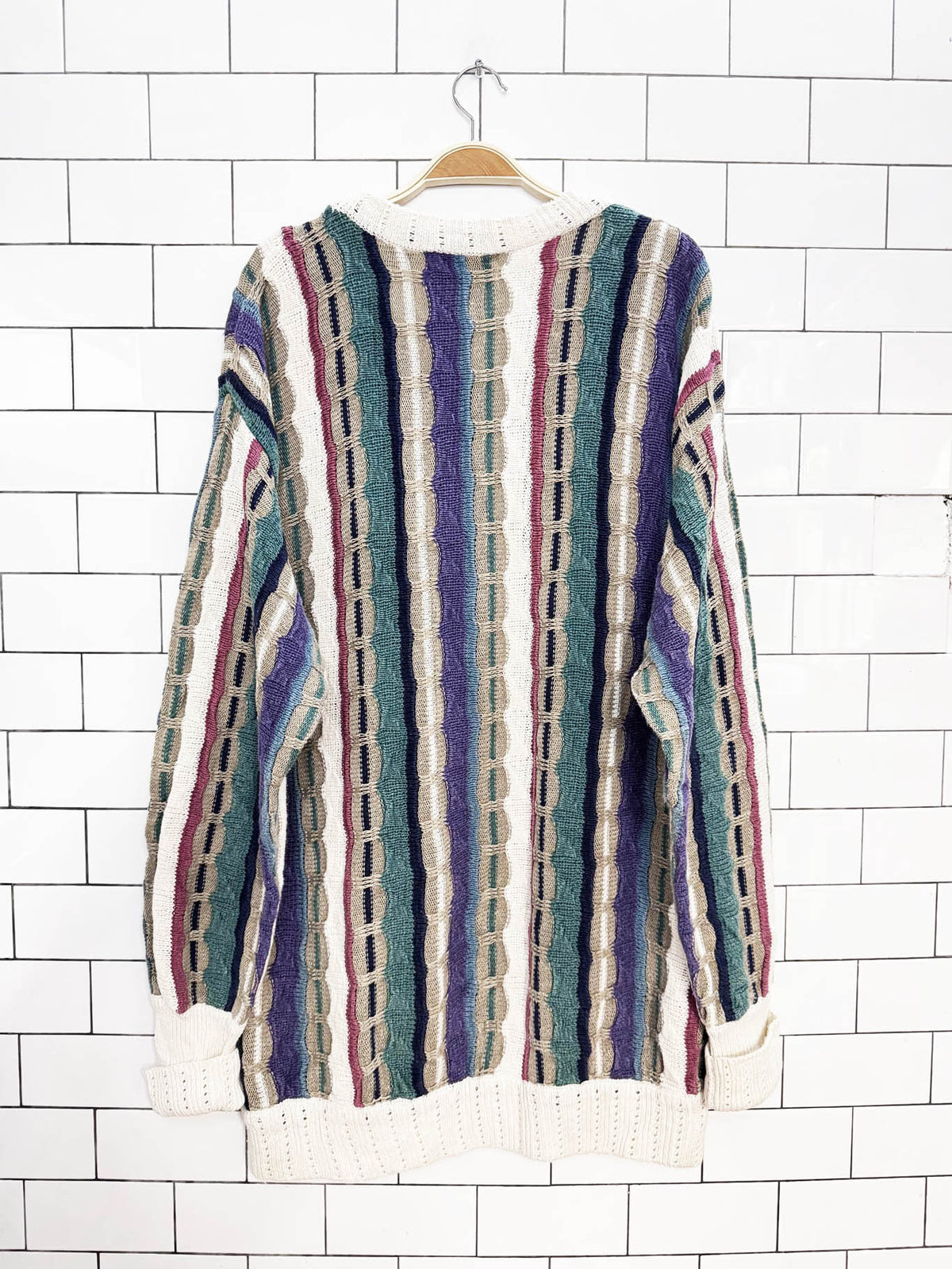 vintage 90s cotton traders ramie-blend 3D chunky wave knit sweater