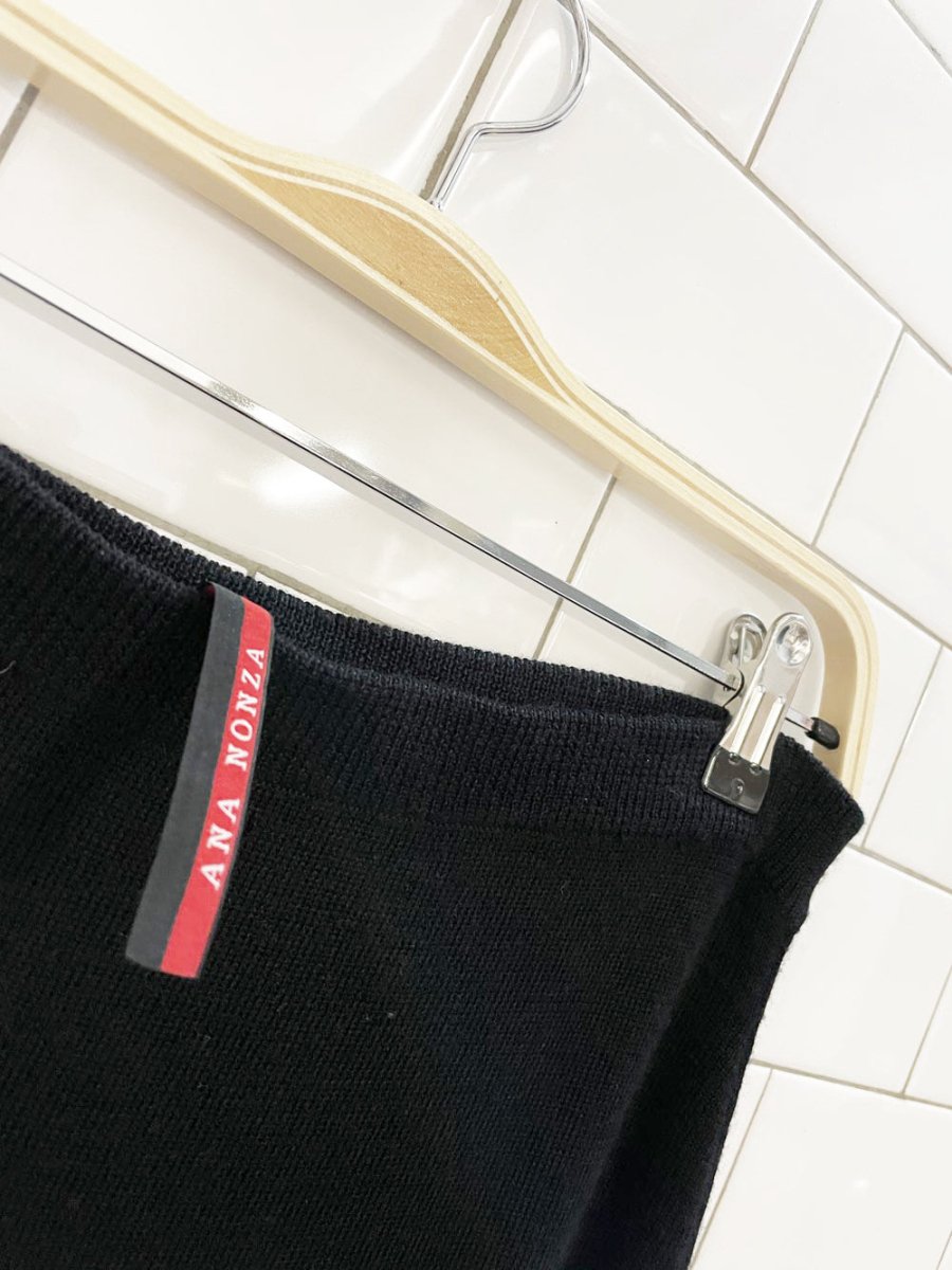 ana nonza wool - blend holey hem maxi skirt - good market thrift store