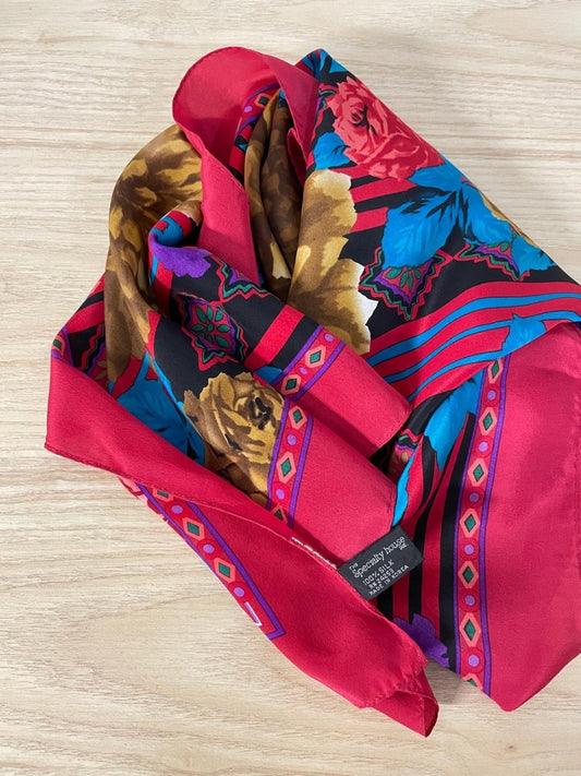 vintage 80s floral silk scarf - good market thrift store