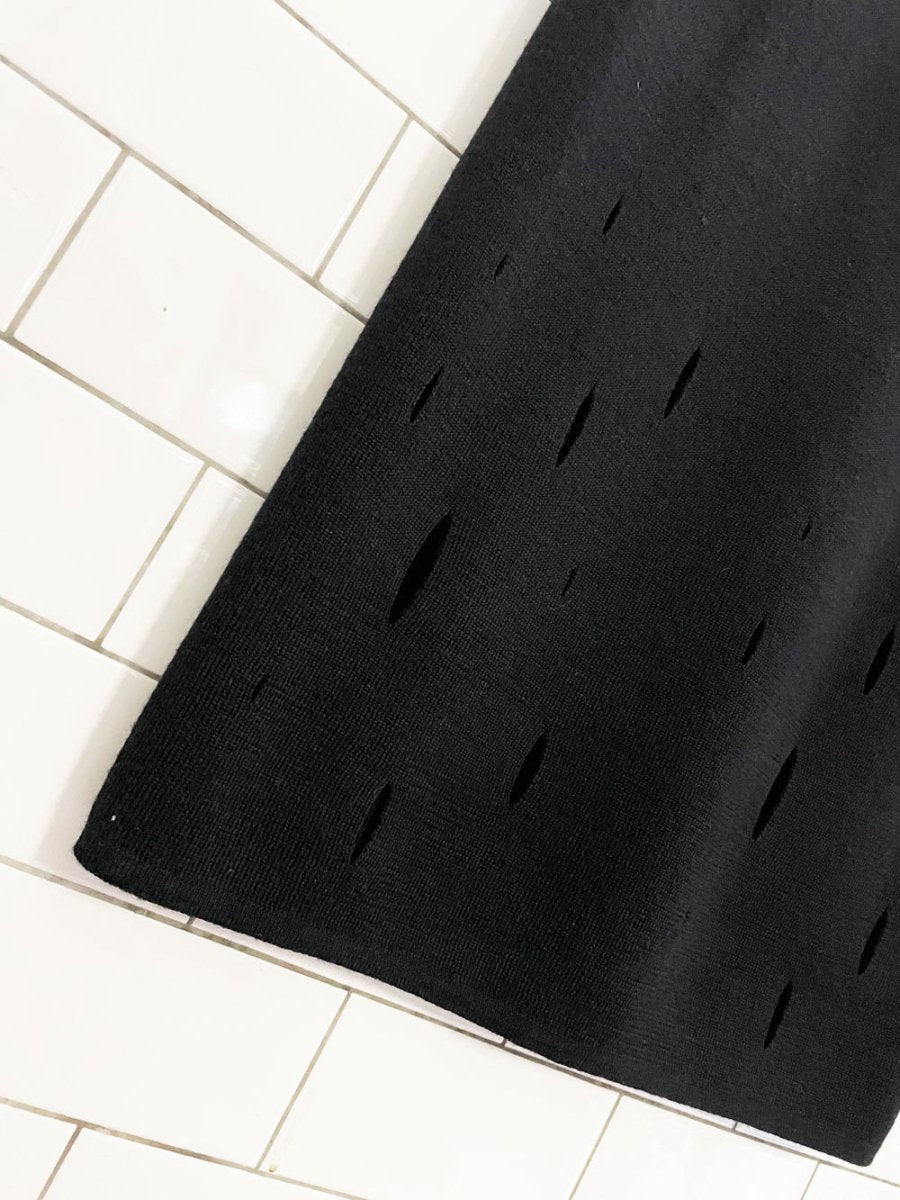 ana nonza wool - blend holey hem maxi skirt - good market thrift store