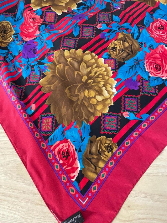 vintage 80s floral silk scarf - good market thrift store