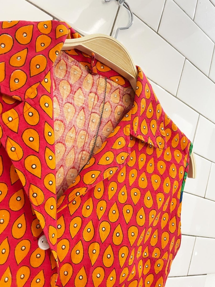 vintage 60s floral sleeveless shirt - good market thrift store