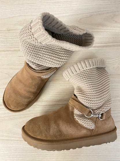 ugg purl strap chestnut knit sheepskin boot - good market thrift store