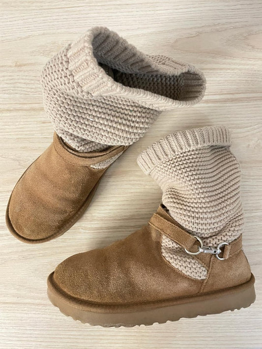 ugg purl strap chestnut knit sheepskin boot - good market thrift store