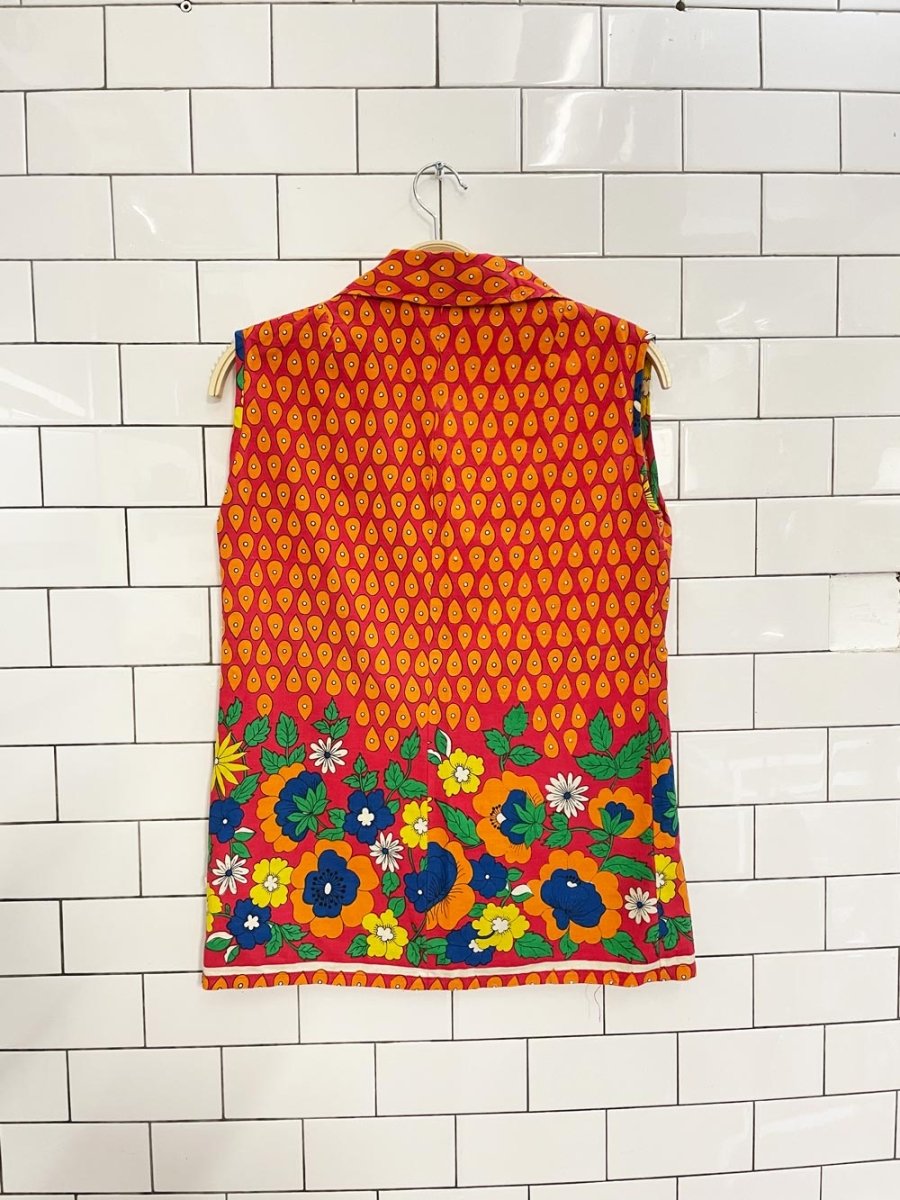 vintage 60s floral sleeveless shirt - good market thrift store