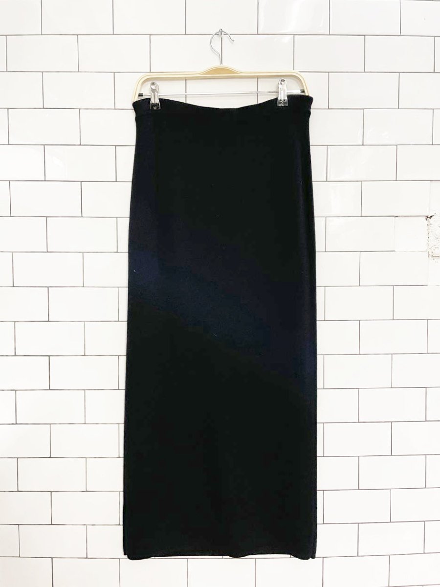 ana nonza wool - blend holey hem maxi skirt - good market thrift store