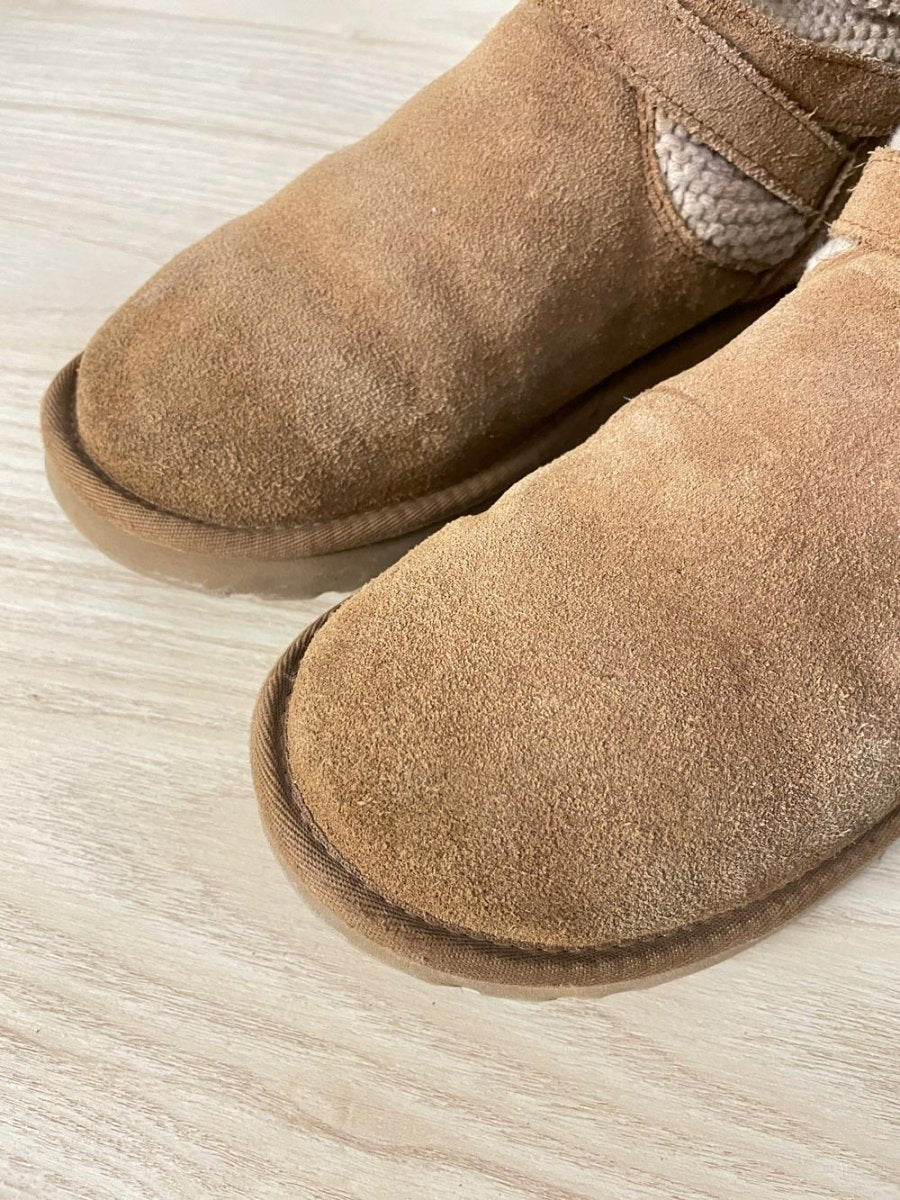 ugg purl strap chestnut knit sheepskin boot - good market thrift store