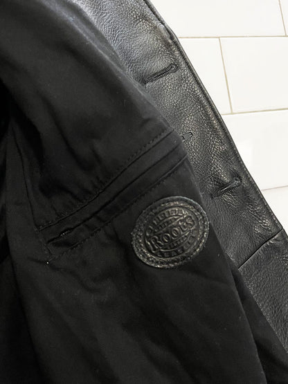 vintage 90s roots heavy leather button down jacket | made in Canada - good market thrift store