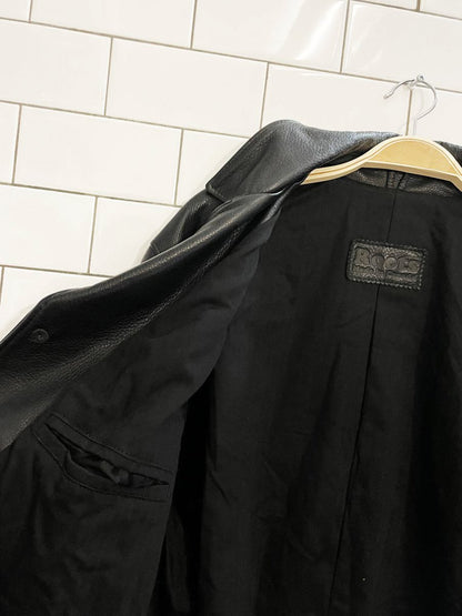 vintage 90s roots heavy leather button down jacket | made in Canada - good market thrift store