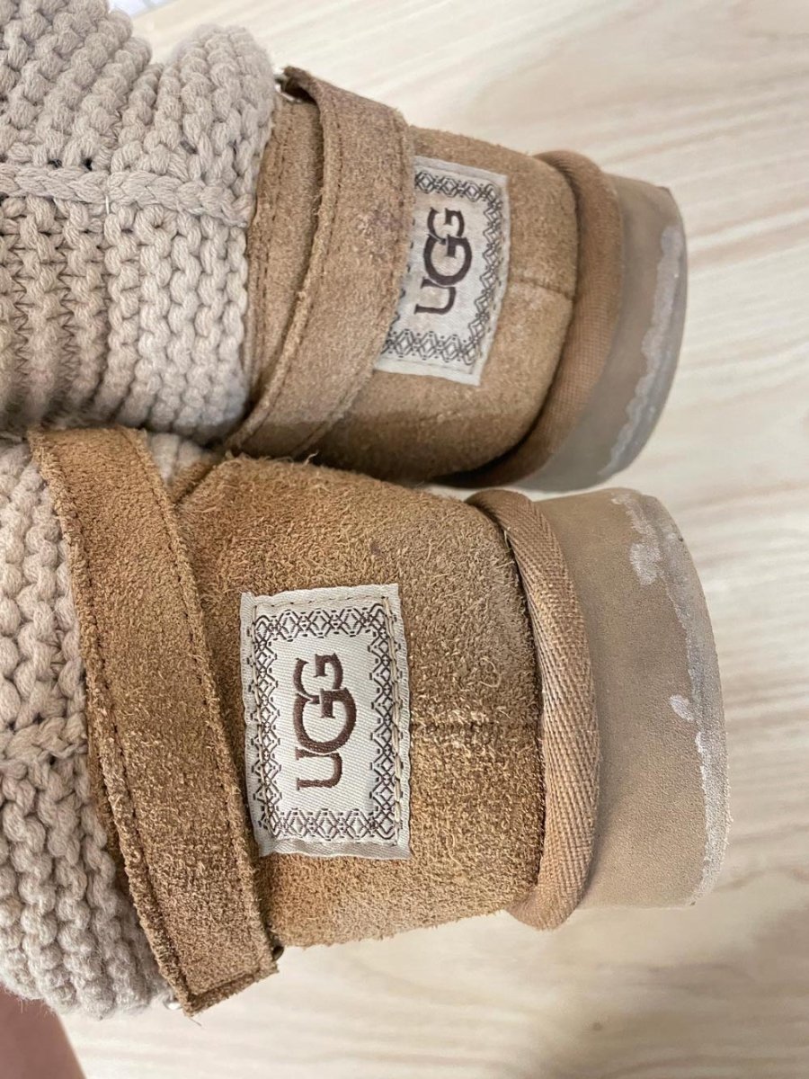 ugg purl strap chestnut knit sheepskin boot - good market thrift store