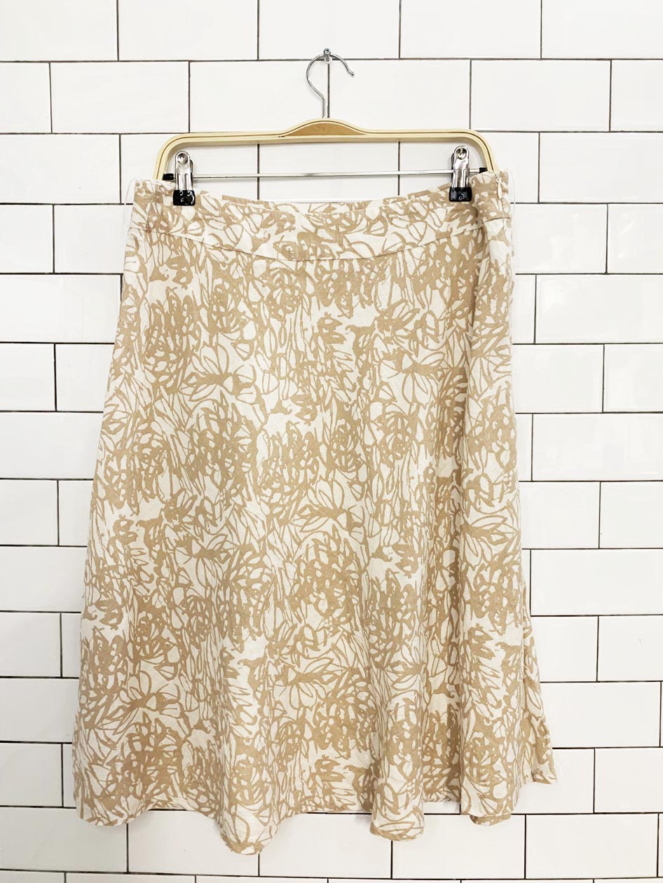 merona 100% linen floral knee-length skirt