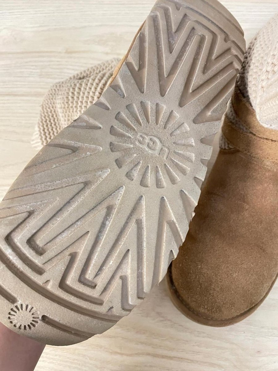 ugg purl strap chestnut knit sheepskin boot - good market thrift store