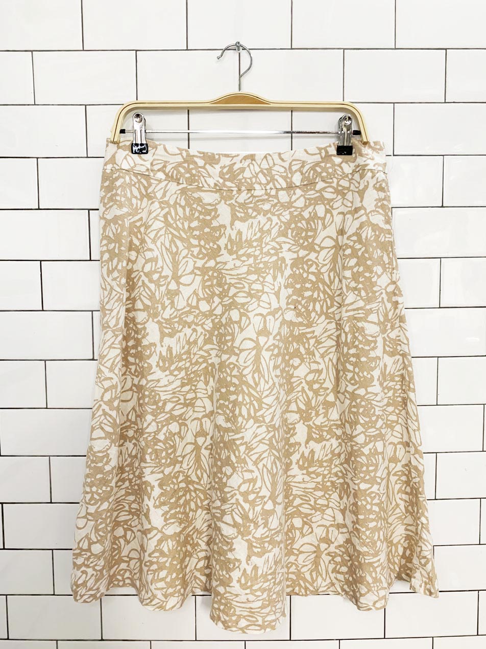 merona 100% linen floral knee-length skirt