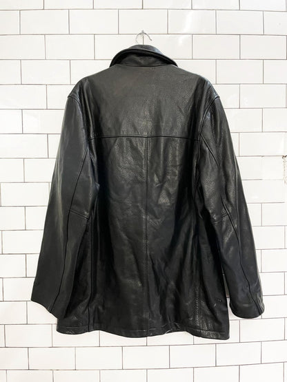 vintage 90s roots heavy leather button down jacket | made in Canada - good market thrift store