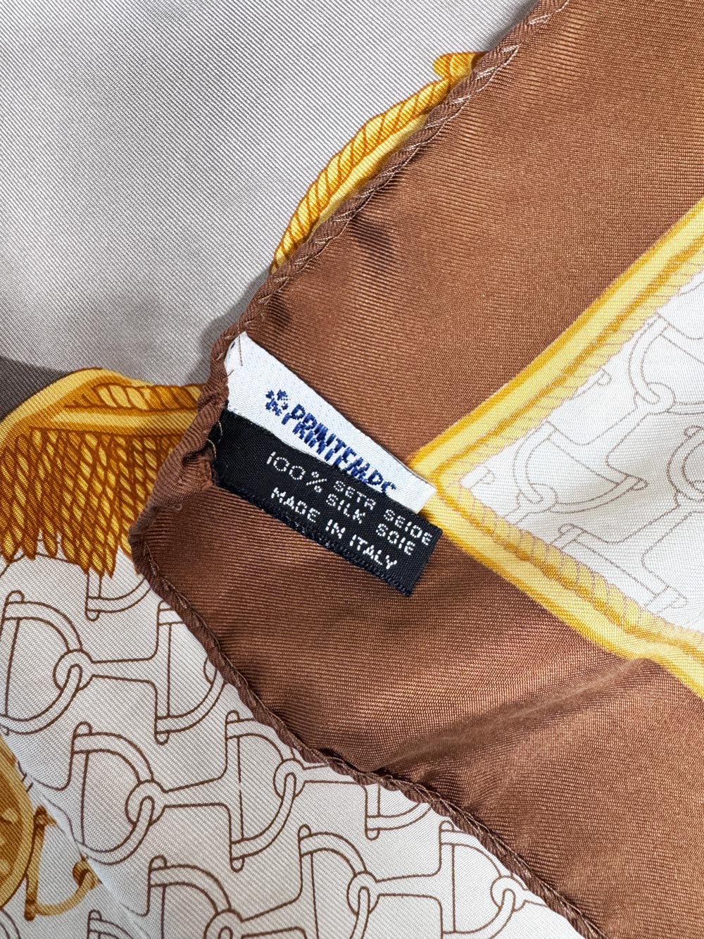 vintage 80s printemps 100% silk horsebit print xl square scarf | made in Italy