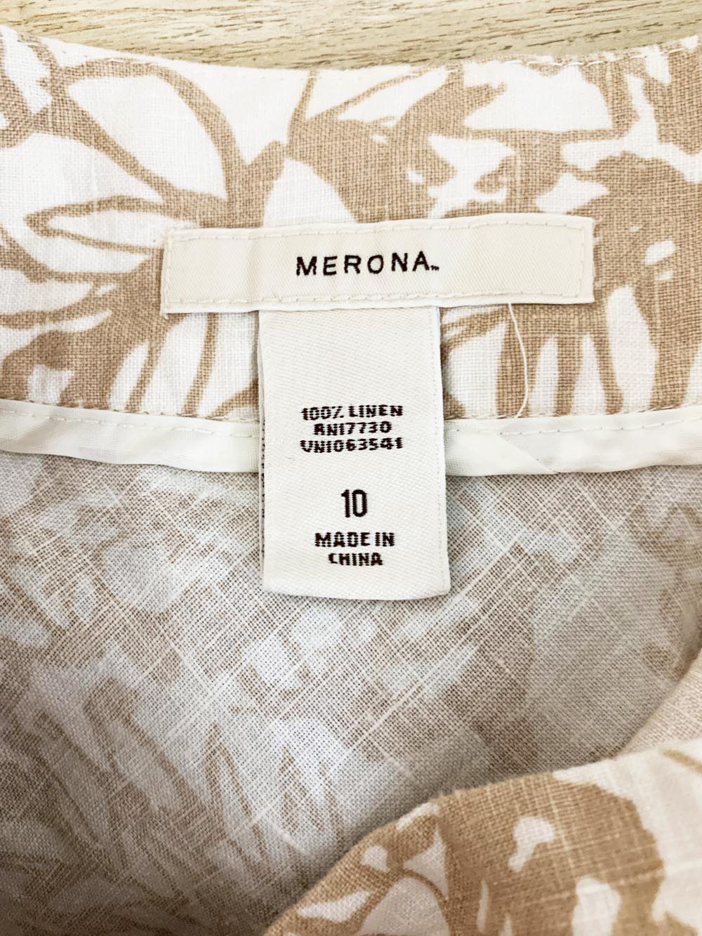 merona 100% linen floral knee-length skirt