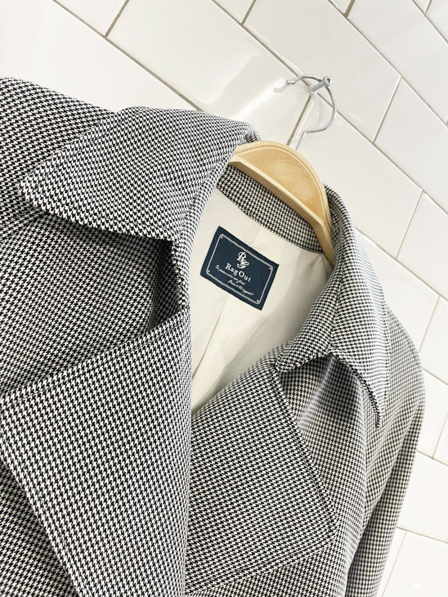 rag out houndstooth classic poly trench coat - good market thrift store