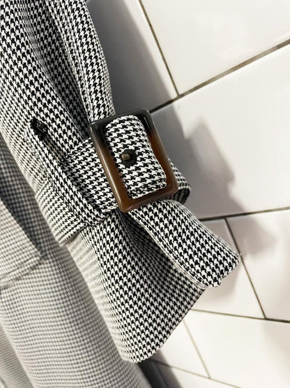 rag out houndstooth classic poly trench coat - good market thrift store