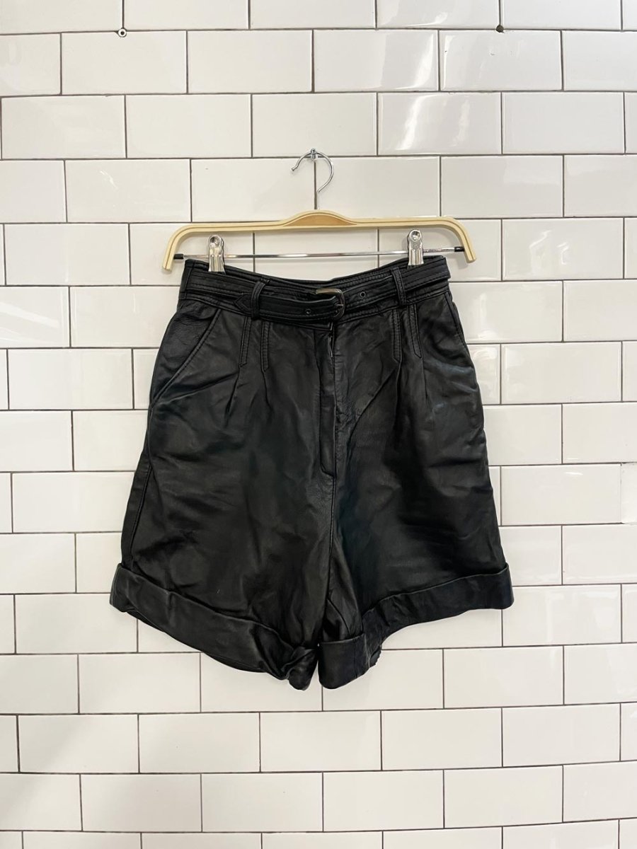 vintage high rise belted leather shorts - good market thrift store