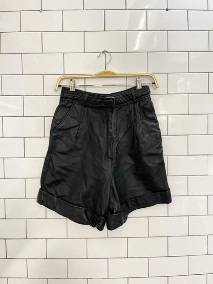 vintage high rise belted leather shorts - good market thrift store